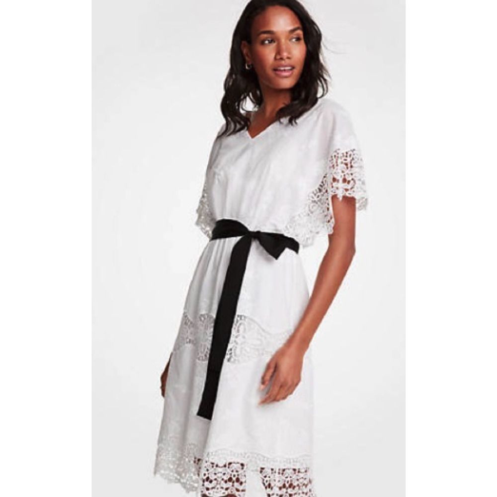 Sold ANN TAYLOR Lace White Dress 6 - Picture 1 of 10